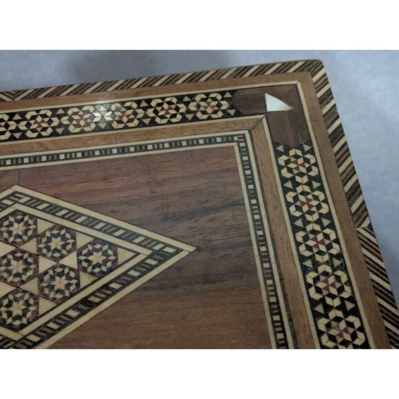 Vintage Marquetry Intricate Inlay Wood Box Trinket Jewelry Handmade - Picture 5 of 12